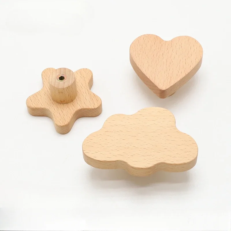 Beautiful Heart Shape Furniture Handles Moon Drawer Wooden Knobs Star Cloud Children Decoration Cabinet Wood Pulls