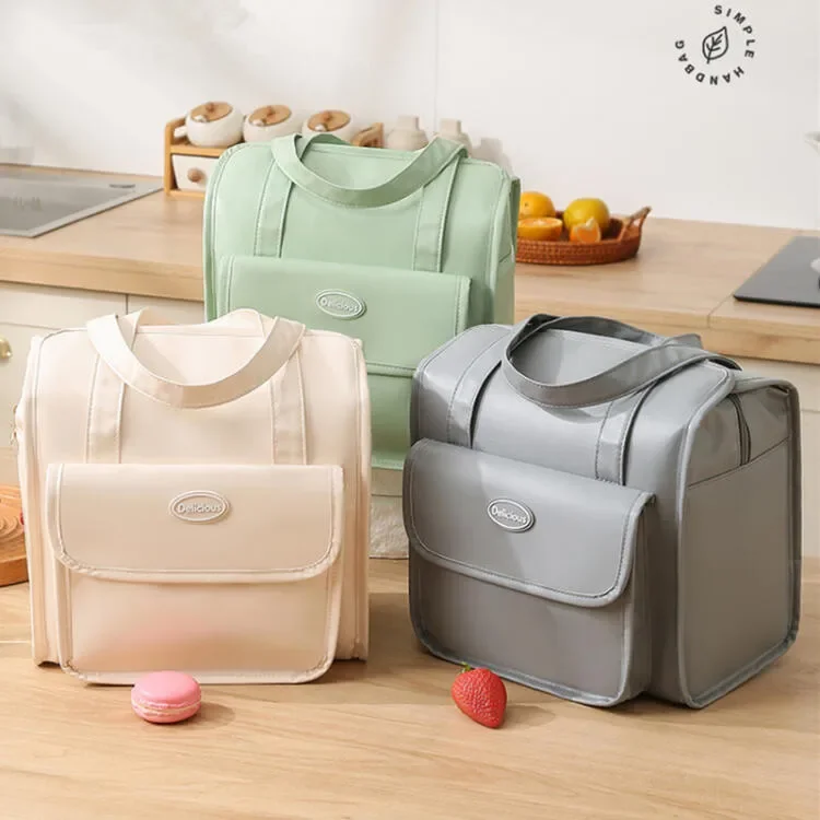 Solid Color Waterproof Lunch Bag Student School Prevention Insulation Food Thermal Pouch Picnic Keep Warm Bento Storage Packing