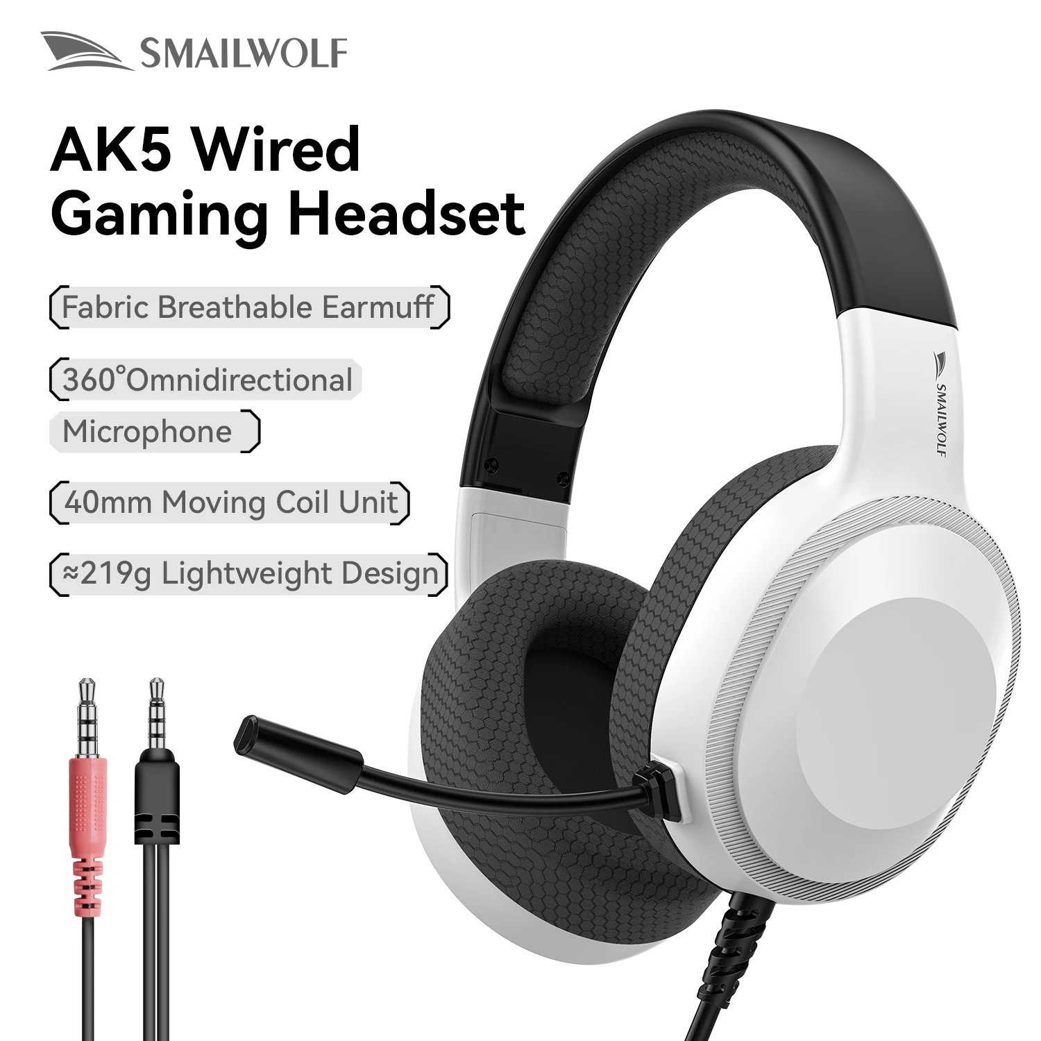 SMAILWOLF AK5 cuffie da gioco cablate cuffie da gioco leggere e-sport con microfono laptop desktop universale