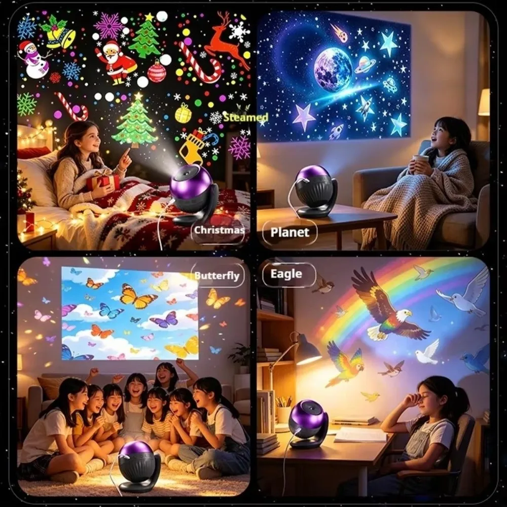 24 Patterns Star Projector Night Light Rotatable with Sleep Sound Projection Lamp Auto Timer Starry Ocean Atmosphere Lamp