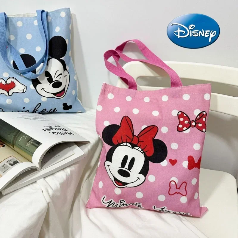 2025 New Disney Mickey Canvas Bag, Versatile Women\'s Shoulder Bag, Commuting Tote Bag, Large Capacity Tote Bag, Mummy Bag