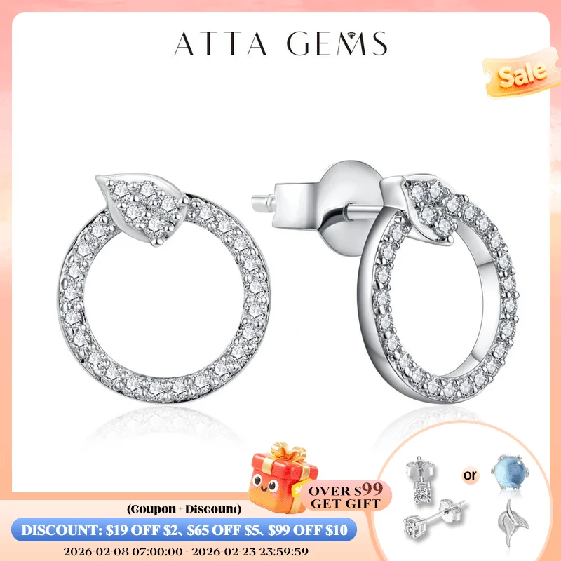 

ATTAGEMS Classic D VVS1 Color Moissanite Stud Earrings for Women Solid 925 Sterling Sliver Engagement Wedding Jewelry Party Gift