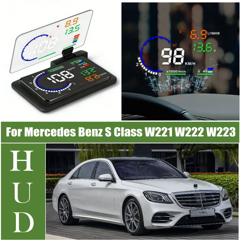 Car LED Windshield Projection Head Up Display HUD For Mercedes Benz S Class W221 2005-2013 W222 2014-2020 W223 2020-2026