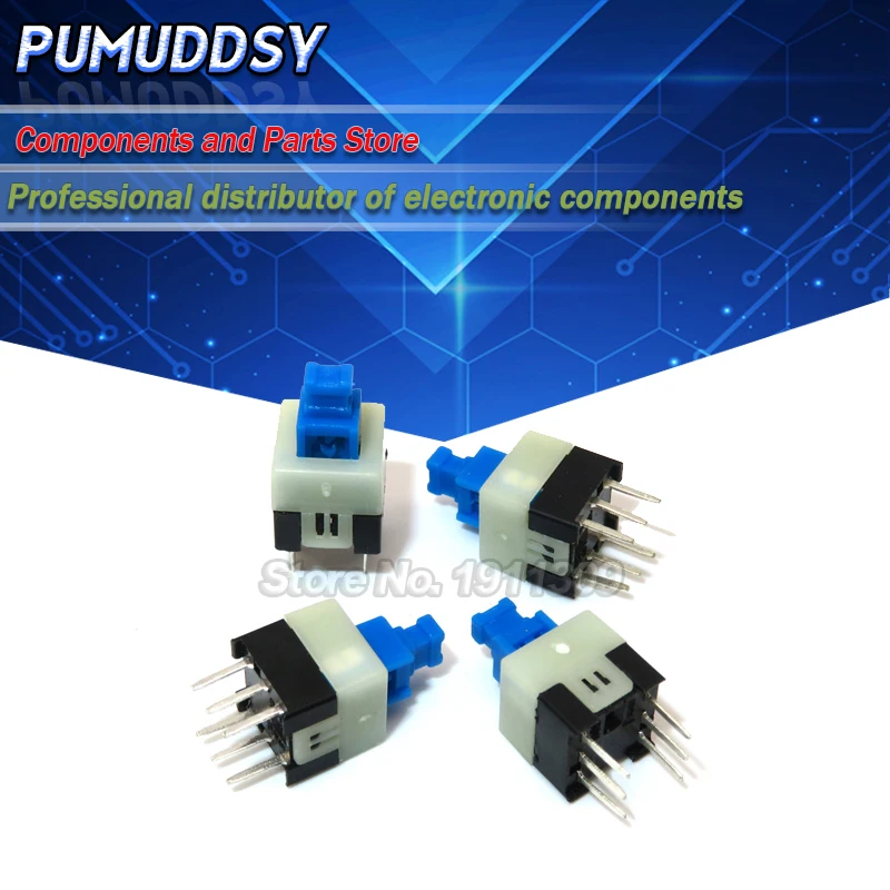 20PCS 8X8 8*8 mm 6Pin Push Tactile Switch Self lock /Off button Latching switch Wholesale Electronic