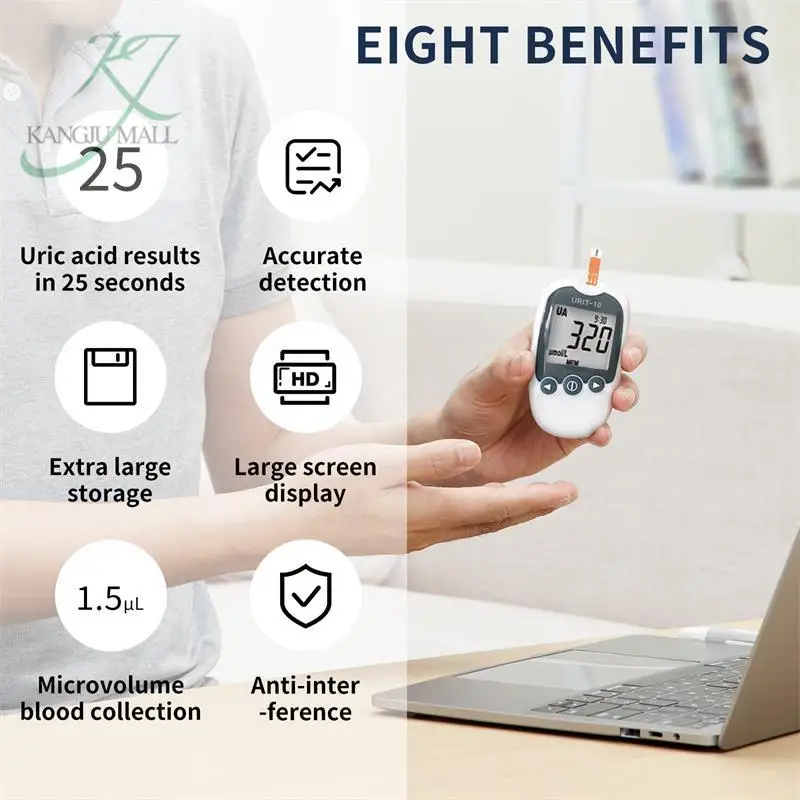 Urit 10 Uric Acid Monitor With 25/50pcs Test Strips For Gout And High Uric Acid Detection Measure Uric Acid Meter