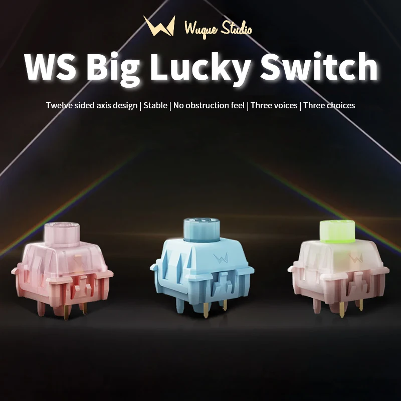 WS BigLucky Keyboard Switches, 5 Pins Pre Lubed Mechanical Switches with LED Diffuser Key Switch for MX Mechanical Keyboard