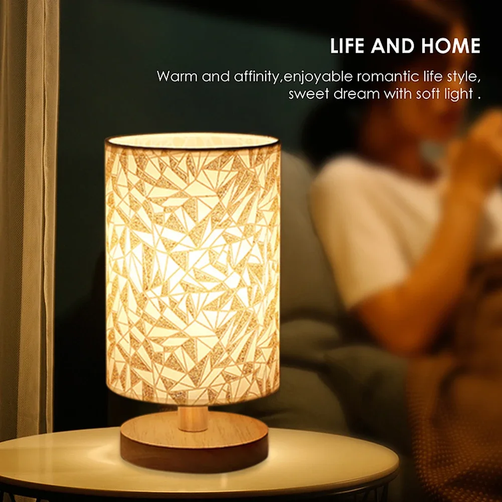 

USB Night Light Nordic Solid Wood LED Desk Lamp Modern Cloth Table Eye Protection Bedside Lights for Bedroom Decoration