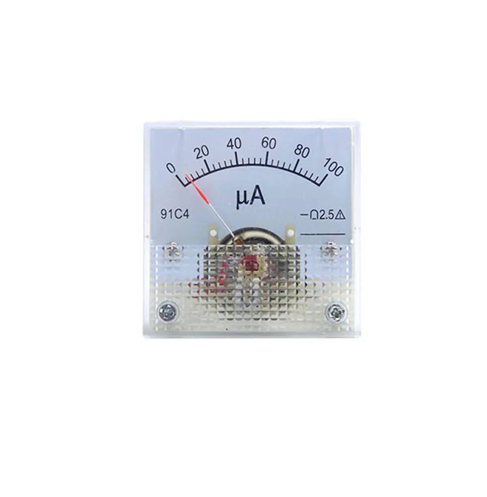 91C4-UA DC microammeter 50UA 100UA 200UA  300UA  500UA  Analog Mechanics Plate table Pointer type Ammeter 45*45mm