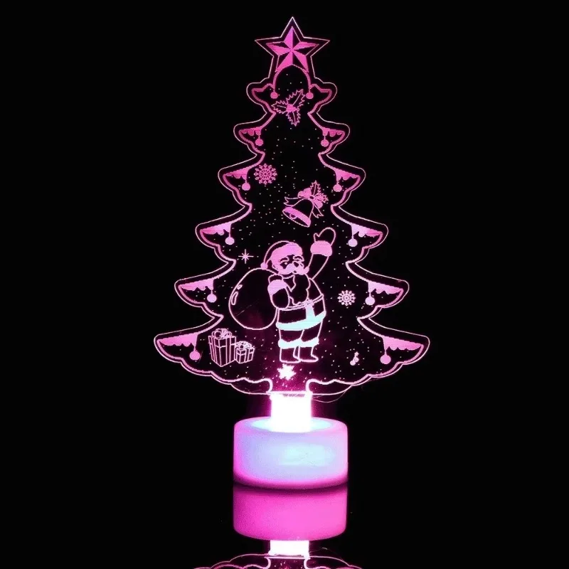 1PC Merry Christmas LED Color Changing Mini Xmas Tree Home Table Party Decor Charm Santa Claus Decorations