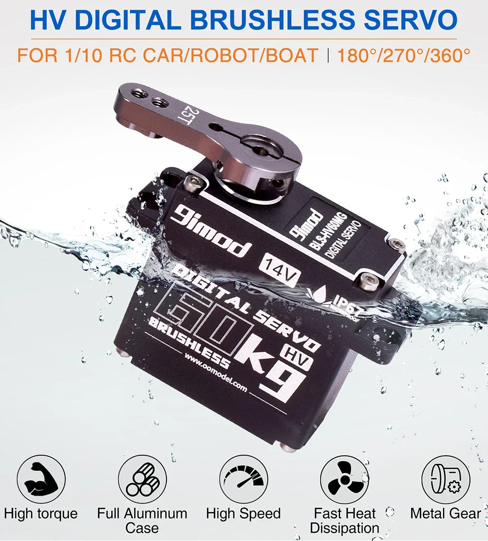 DIYmall 60KG High Torque Brushless Digital HV Servo IP67 Waterproof All Metal Gear for 1/8 1/10 RC Crawler Truck