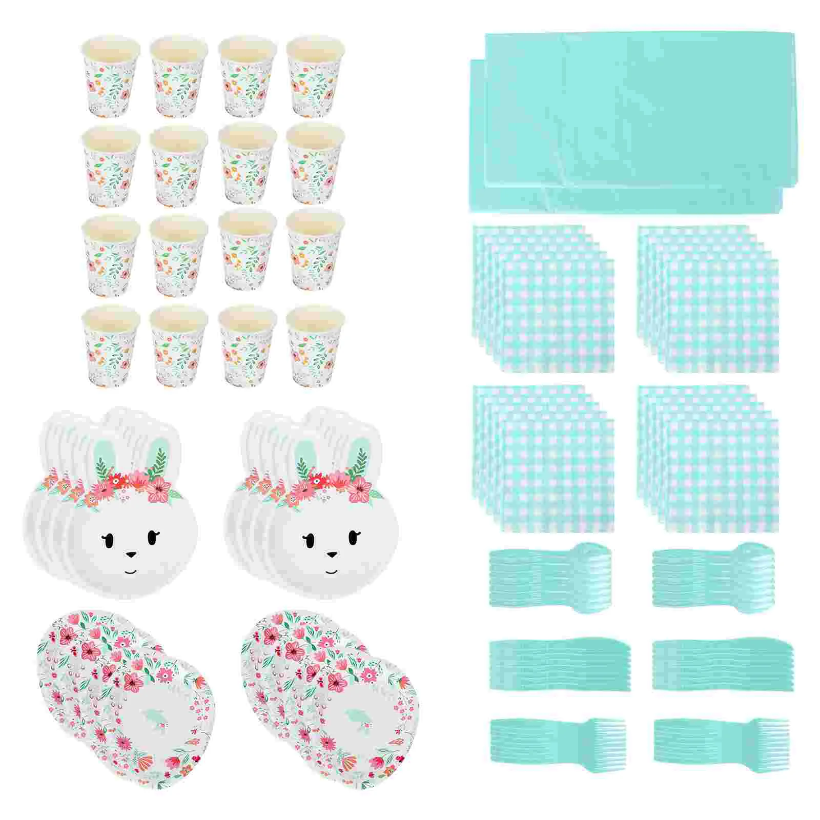 

Easter Tableware Party Serveware Rabbit Supplies Paper Cups Cutlery Cardboard Baby