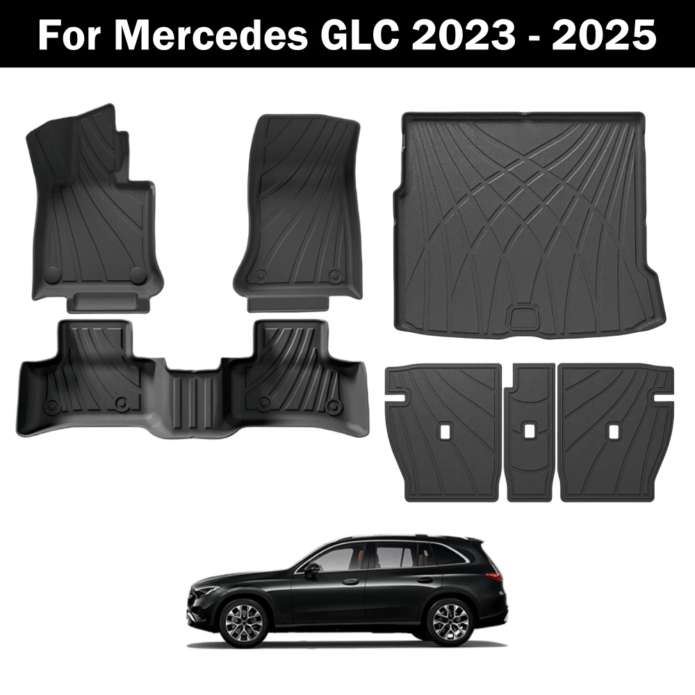 

For Mercedes Benz GLC 2023 2024 2025 TPE 3D Floor Mats Cargo Liner Trunk Pad For GLC 300 350e GLC Coupe GLC 63 Foot Mat LHD