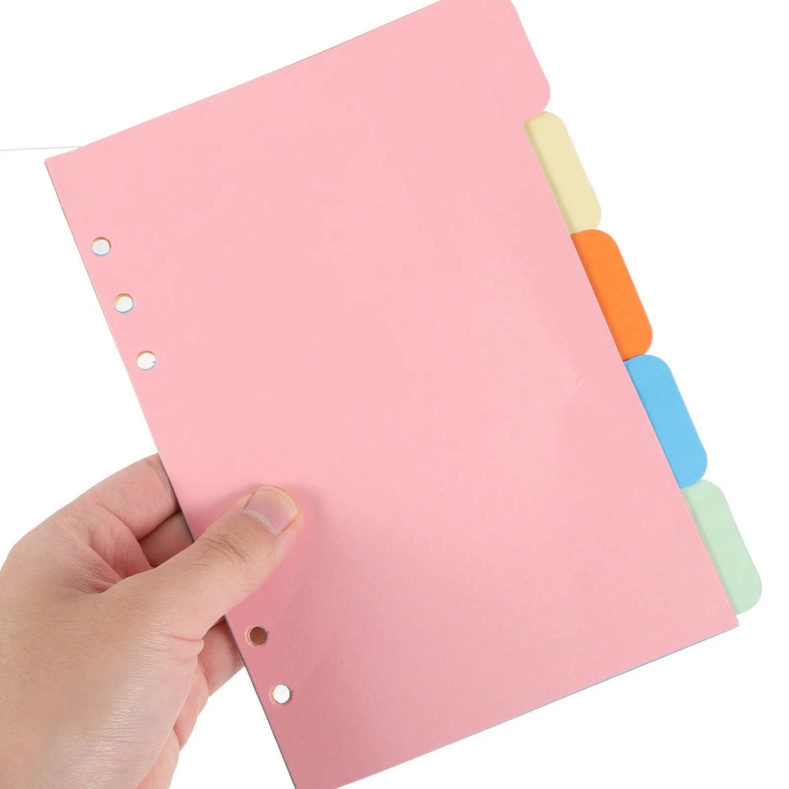 

1Set Index Divider A5 Paper Tab Dividers 5 Colors Extra Wide Reinforced Holes for 6-Ring Binder Organizer Planner Notebook