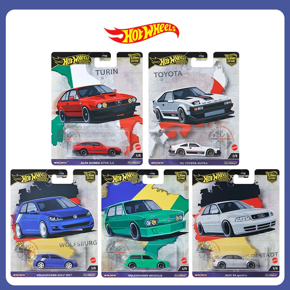 

Mattel Hot Wheels Car Culture World Tour FPY86 Alfa Toyota Volkswagen Golf Volkswagen Brasilia S4 Коллекционный литой автомобиль