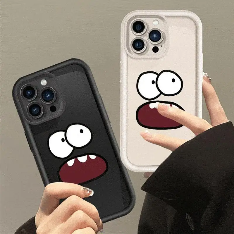 Cartoon Three Buckteeth Expression Case For Apple iPhone 15 11 13 14 Pro Max 12 Silicone 15 Plus 11Pro Soft Phone Cover