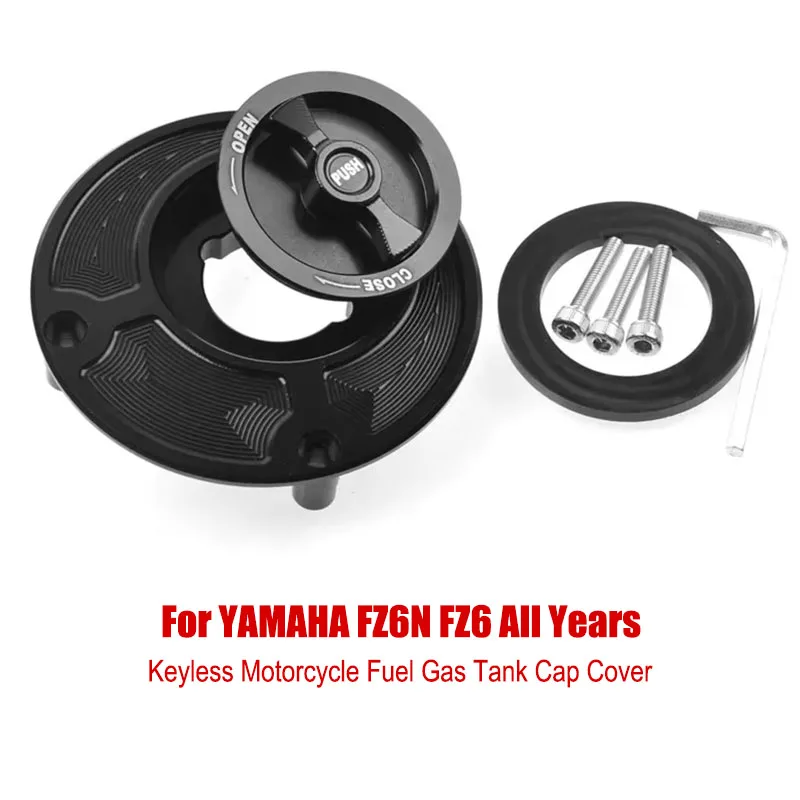 

For YAMAHA FZ6 All Years Keyless FZ6N Motorcycle Fuel Gas Tank Cap Cover 6 Colors