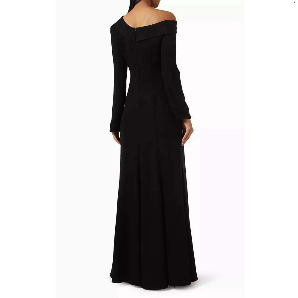 فساتين سهرة طويلة مخصصة أنيقة مناسبة رسمية قبالة الكتف فساتين حفلات سوداء جيرسي طول الكاحل فساتين حفلة موسيقية