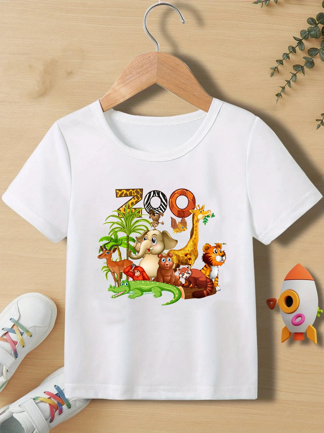 

Футболка с принтом Let's Go To The Zoo, милая футболка для мальчиков и девочек, модная детская одежда, рубашка с короткими рукавами и круглым вырезом, топы