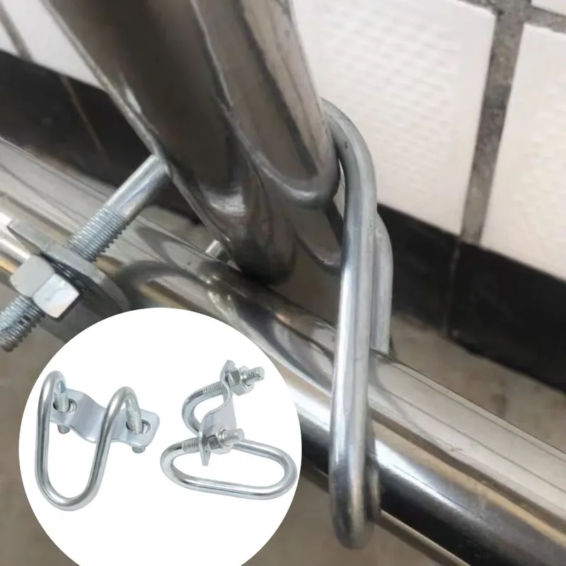 5 Sets 25mm Double U-Bolt Pipe Clamp Kit Firm Lock Design for Courtyard Reinforcement Outdoor Hanging Greenhouse Pipe Fixi...