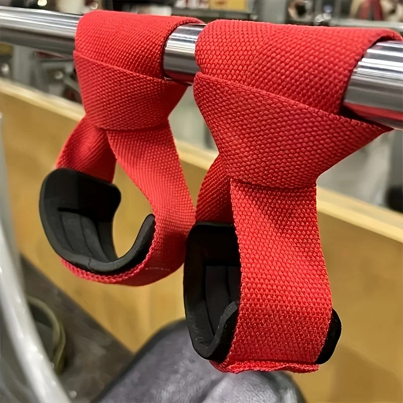 1 par de correas de soporte de tensión rojas con correas de muñeca negras: correas de muñeca de fitness para levantamiento de pesas, boxeo y entrenamiento de fuerza, mezcla de poliéster ajustable, diseño de correa de seguridad para gimnasio y deportes