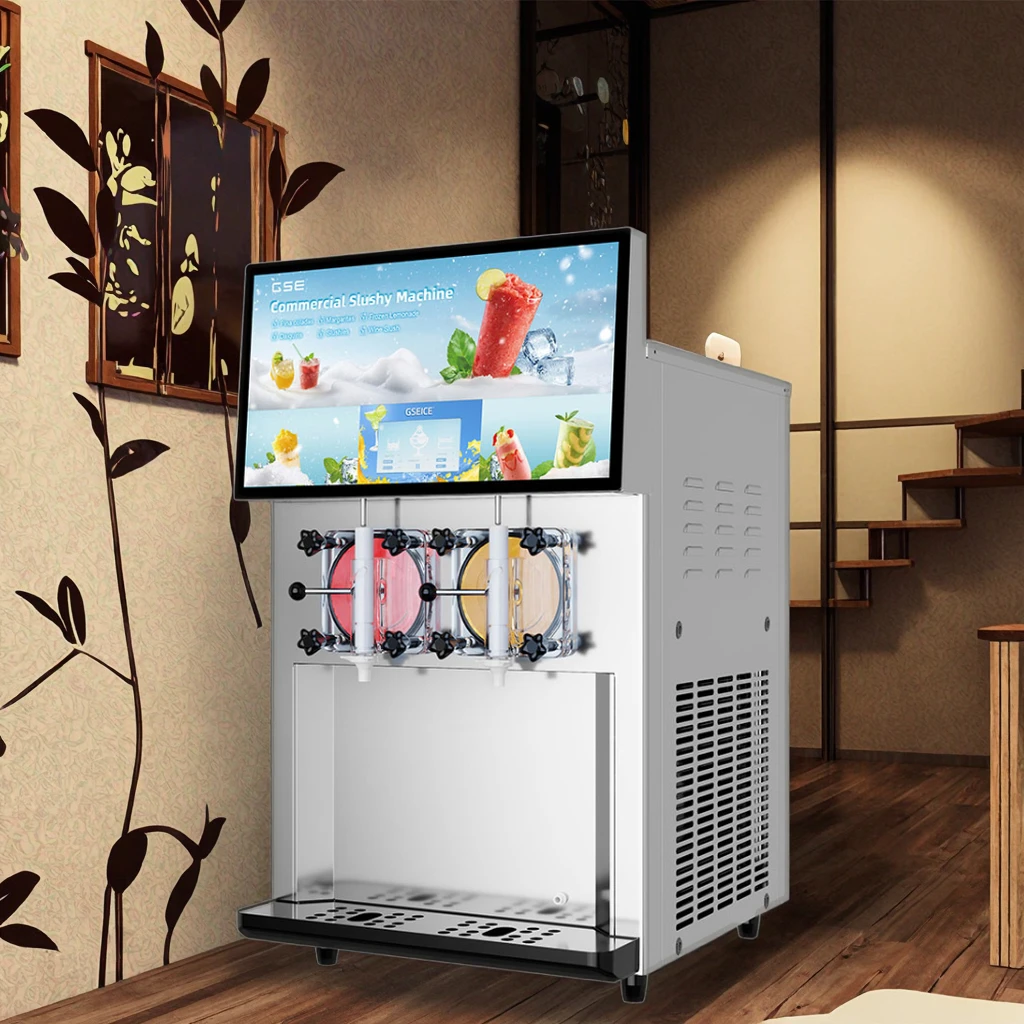 

2025 New Commercial 12L*2 Slush Machine Big Capacity 8gal/h Alcohol Slush 10.6gal/h Frozen Slushy 220-240V 50/60Hz