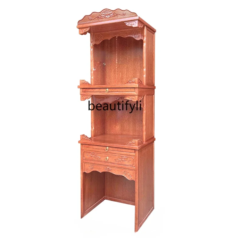 

A16 Chinese Style Buddha Cabinet Rosewood Three-Layer Guanyin Altar Ancestor God of Wealth Cabinet Floor Main Desk Buddha Shrine