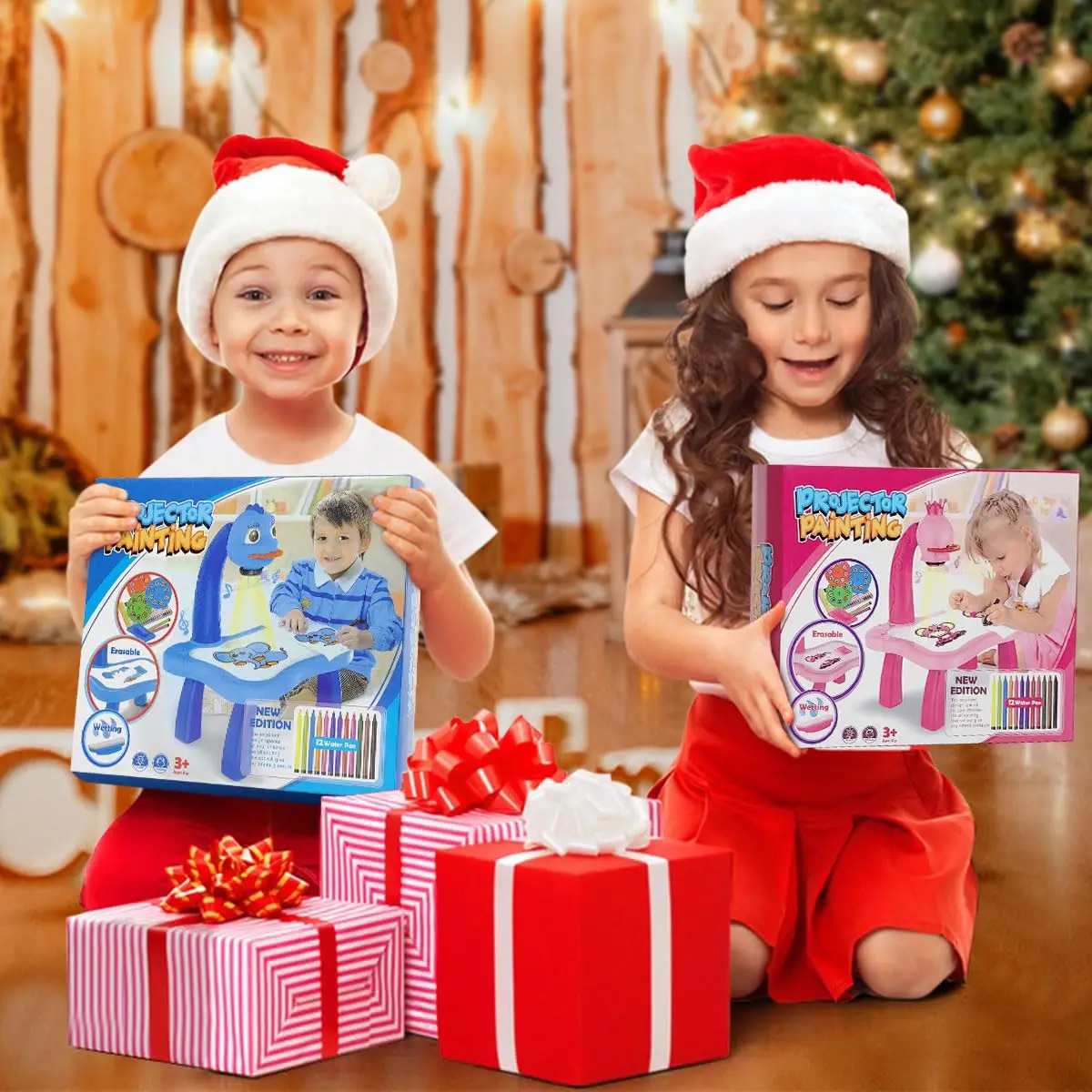 Tekenprojector Tafel voor Kinderen, Schilderbord met Licht & Muziek, Slimme Projector Tekenbureau, Cadeau Speelgoed