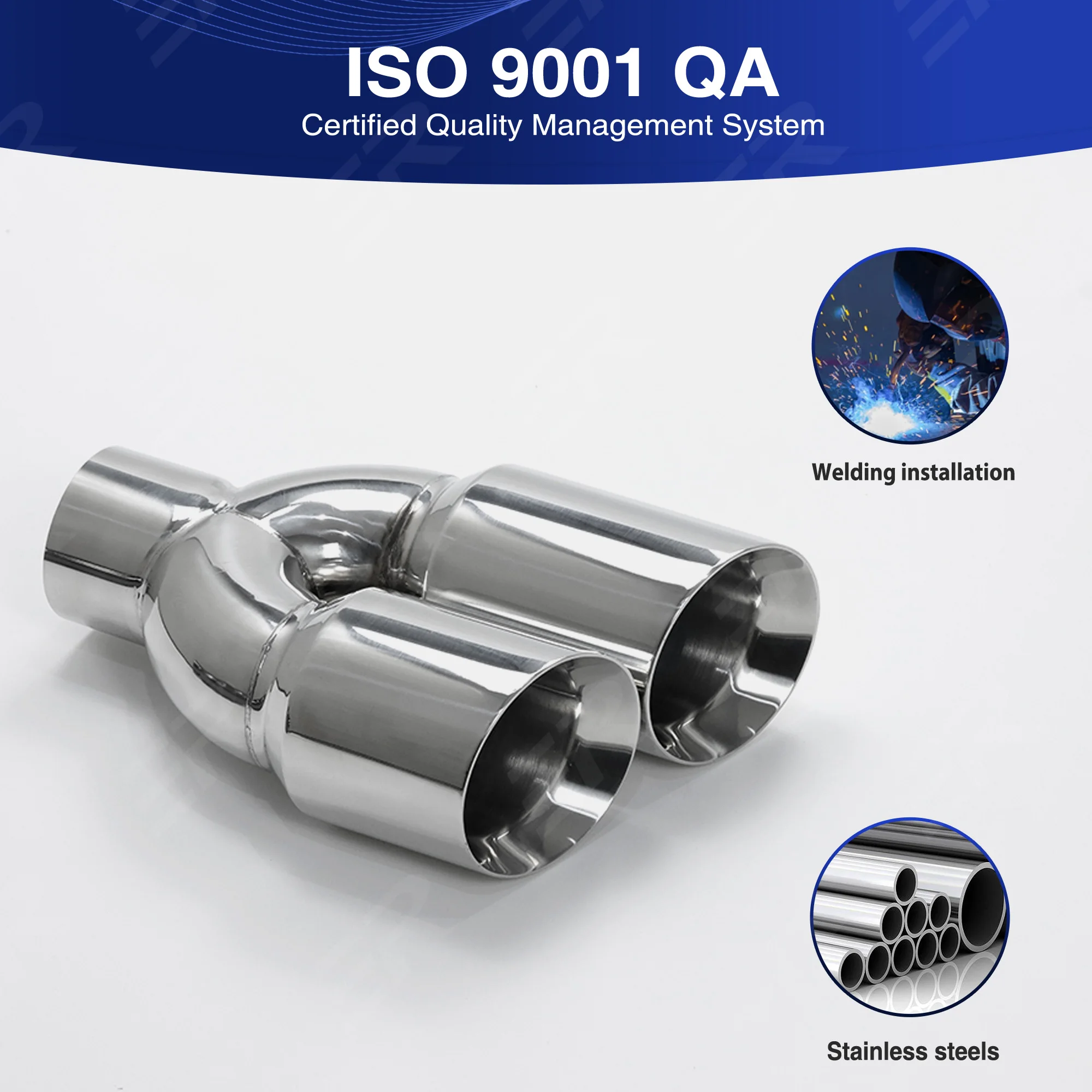 

1PC ER Performance New Style Car Exhaust Tips Stainless Steel Beveled Double Layer for Muffler Pipe Dual 1.2mmThick Customizable