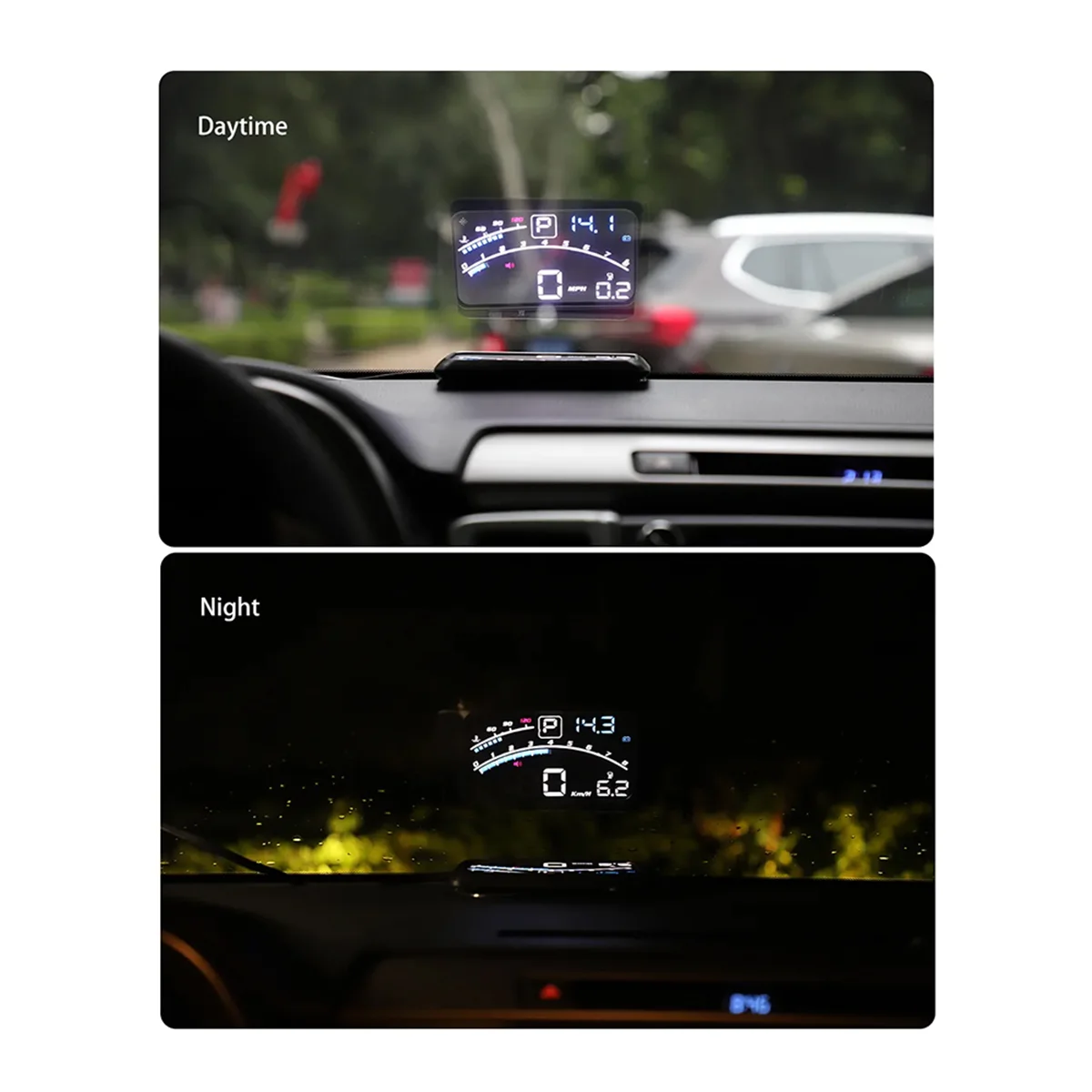 

#176P V41 Heads Up Display Car OBDII EUOBD 5.5In Windshield Projector HUD Display Shift Reminder Water Temp. RPM KM/H (black)