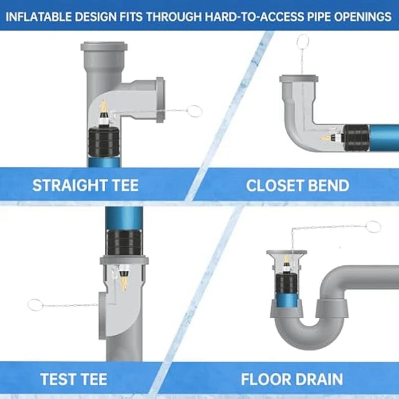 M11k2pc 2In Test Ball Pipe Plug,Pipe Pressure Test Plug,For Sewer Drain,Bathroom Leak Detection,Max Inflation Pressure 40PSI