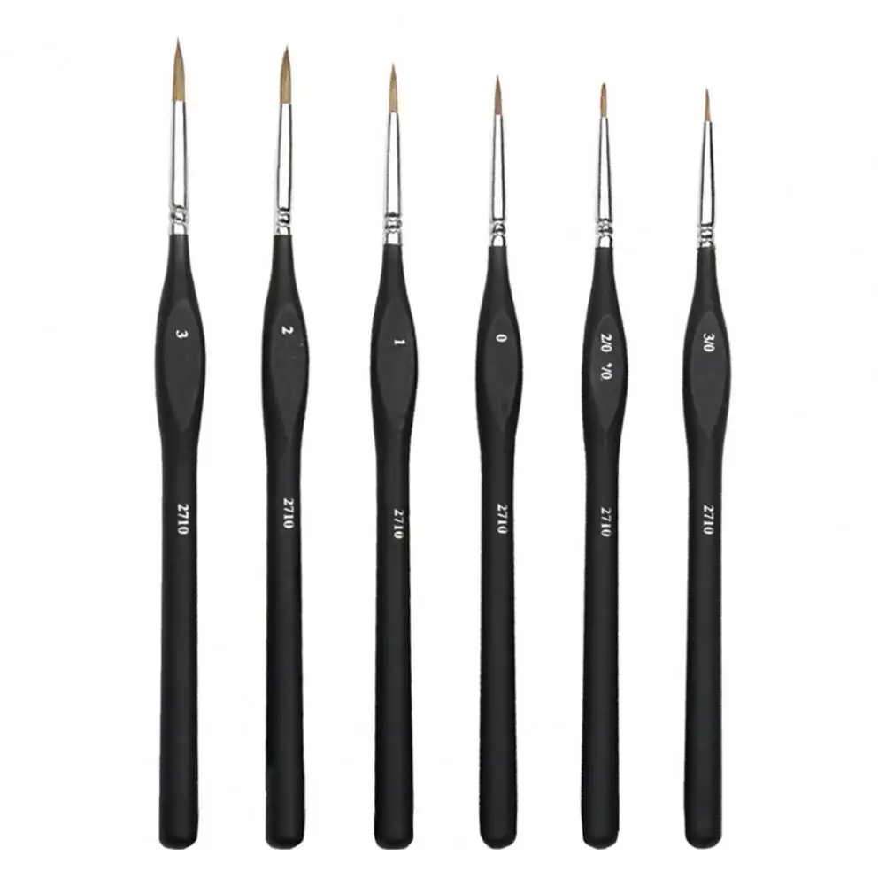 แปรงระบายสีรายละเอียดแปรงระบายสีดีไซน์สามเหลี่ยม6ชิ้น/เซ็ตชุดพู่กันระบายสีละเอียดมากสำหรับอะคริลิกสำหรับขนาดเล็ก