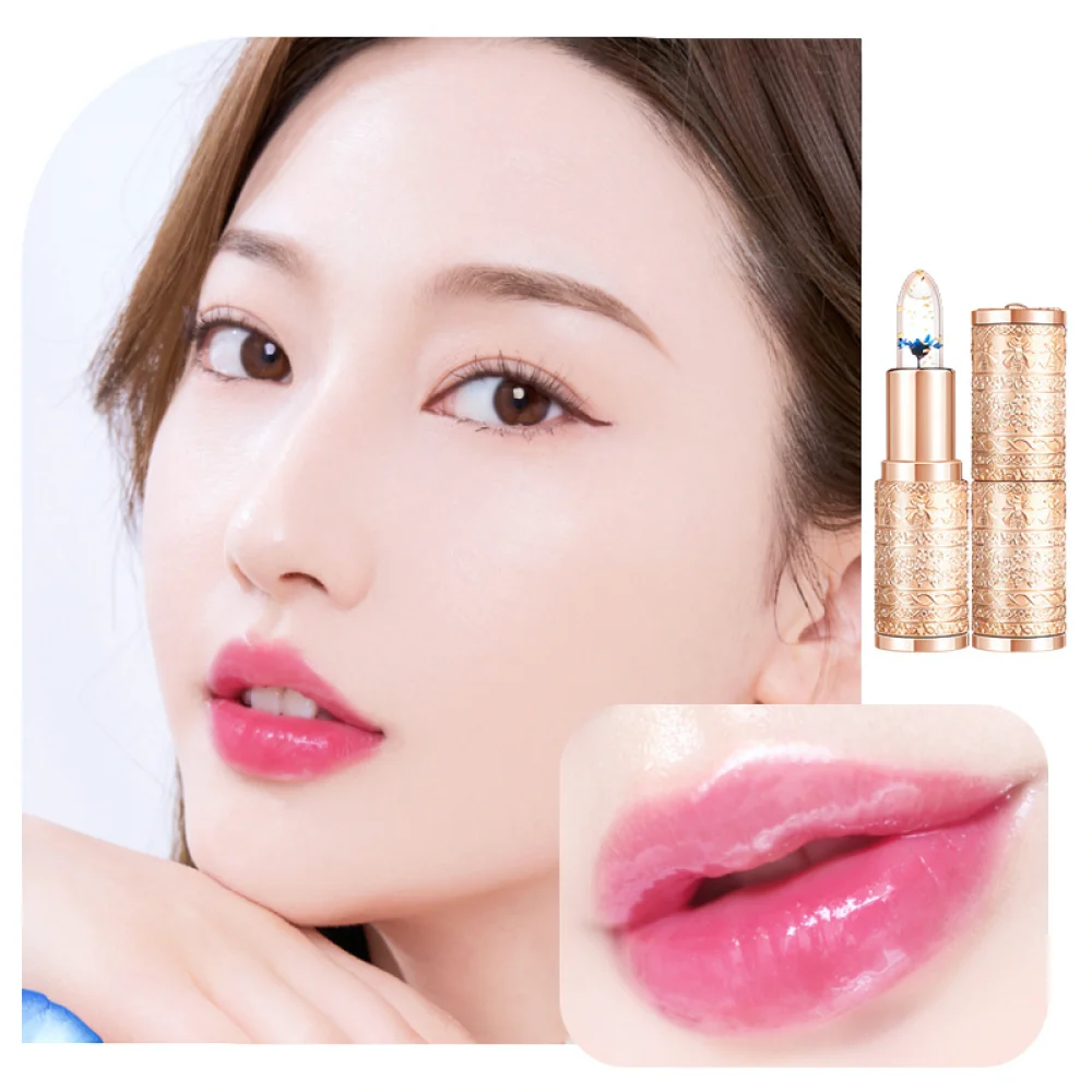 For XRoland Tinted Lip Balm Magic Temperature Change Jelly Lipstick Flower Infused Nourishing Moisturizing Lip Makeup
