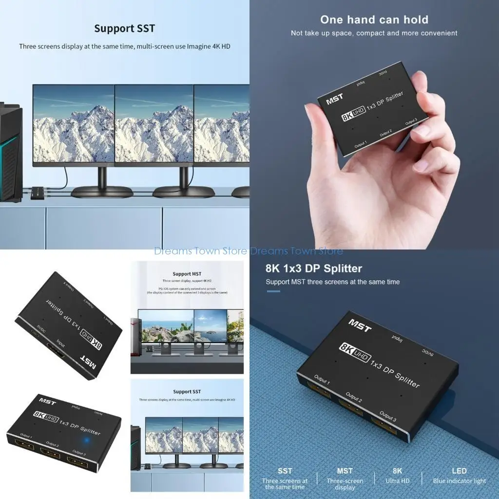 

HX6A 8K SST Hub Splitter 1 in 3 Out to with SST Function Support Extend Video Switcher