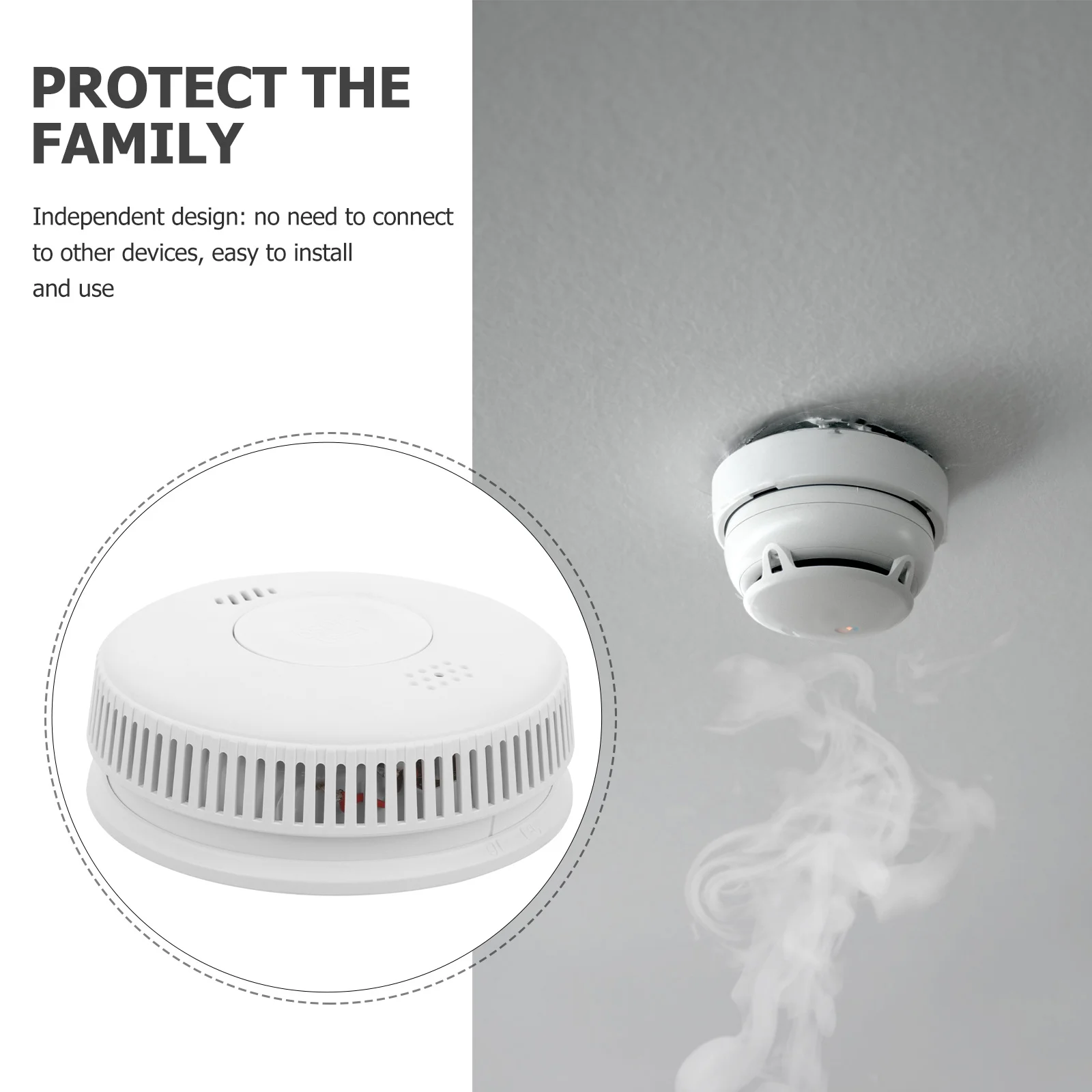 دخان بلاستيكي محمول صغير سريع الاستشعار وقت المنزل مكتب شقة إنذار السلامة من الحرائق الحرارة