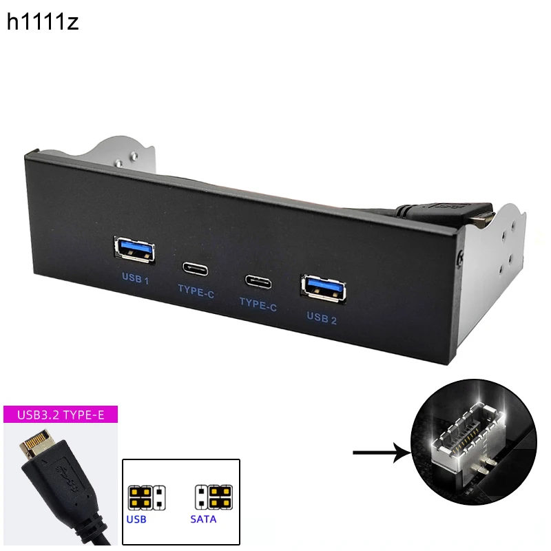 

USB 5,25 "Передняя панель для ПК, 2 порта USB Тип C, 2 порта USB Gen2, адаптер концентратора 10 Гбит/с