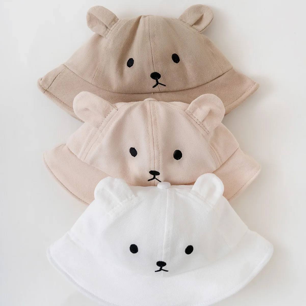

Newborn Baby Hat Infant Muslin Bucket Hat Kids Bear Ears Summer Beach Sun Caps Boys Girls Easter Hats For Toddlers 3-24 Months