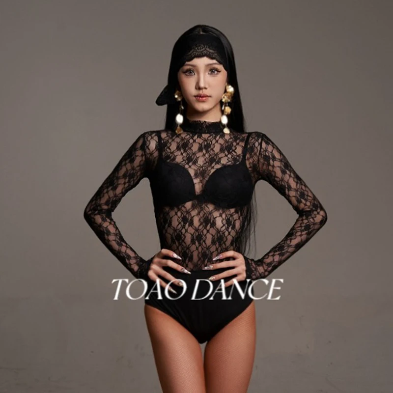 Nouveau Costume de danse latine Sexy pour femmes, hauts en dentelle, jupe à franges, robe de compétition pour adultes, vêtements de danse Rumba Samba, ensembles de 4 pièces DNV22122