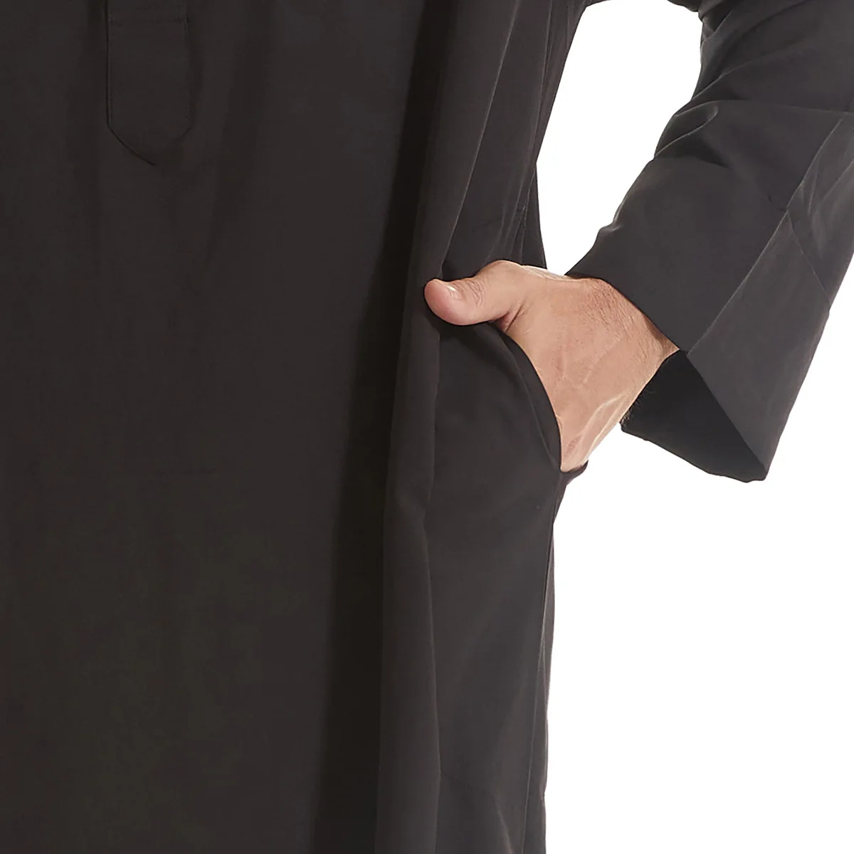 Baju Muslim klasik pria Kurta tunik lengan panjang pria Jubba Thobe Islmaic Arab Saudi gaun Abaya hitam putih kemeja Thobe Qamis Homme