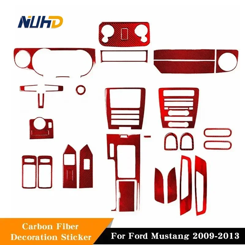

For Ford Mustang 2009-2013 Red Carbon Fiber Car Interior Protector Patch All-car Decorative Stickers Trim Cover Accessories