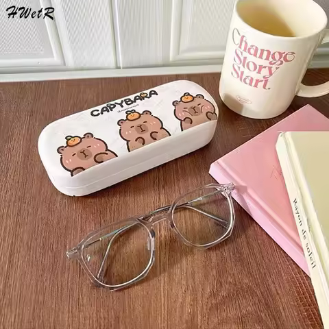 Cute Capybara Glasses Box Pressure-proof Eyeglasses Case Cartoon Women Myopia Glasses Sunglasses Eyewear Storage Box Gift