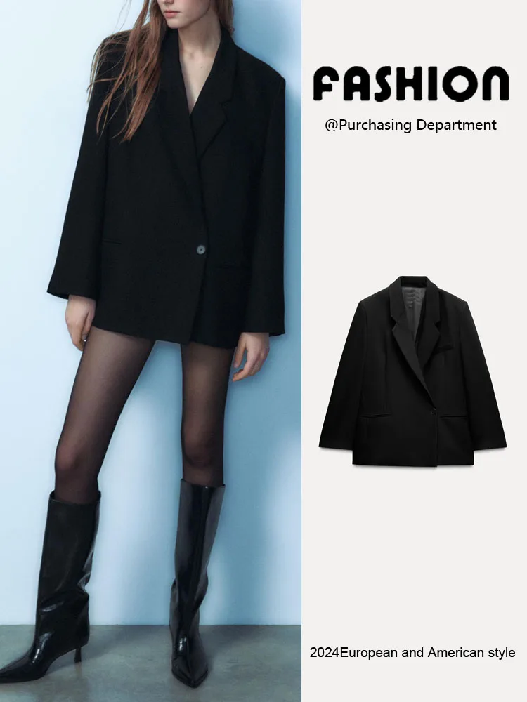 Printemps nouveauté femmes Busin décontracté Long Sve Double boutonnage coupe ample costume Jaet trajet Sle régulier mince