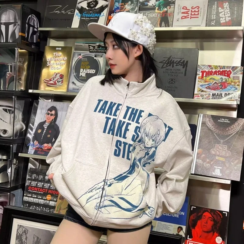エヴァ-ジップアップ-パーカー-かわいい綾波レイ-アスカ-y2k-カジュアル-アウトドア服-春綿-ソフトで快適なカップル-スウェットシャツ-ギフト