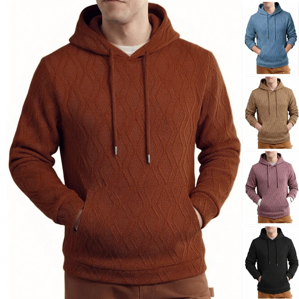 Style Men's Hooded Sweatshirt, Spring And Autumn Jacket, Station American Retro Style, Jacquard, European Size hoodie sweatshirt