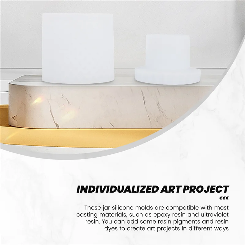 N08R Resin Box Molds With Lids,3D Jar Silicone Mold, Trinket Storage Container Box Mold For Resin Casting Home Decor