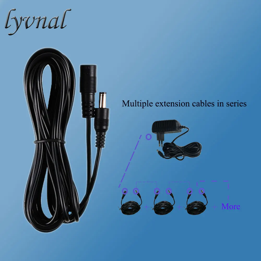 

LYVNAL DC Power Extension Cord 5.5*2.1mm Male To Female Power Adapter Extension Cable For Surveillance Camera
