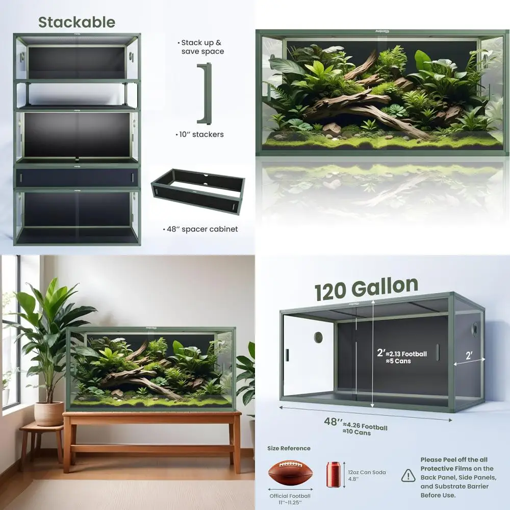 

Вольер для бородатых агам 48x24x24 дюйма (120 галлонов) с раздвижной дверцей и вентиляцией для удобства ухода