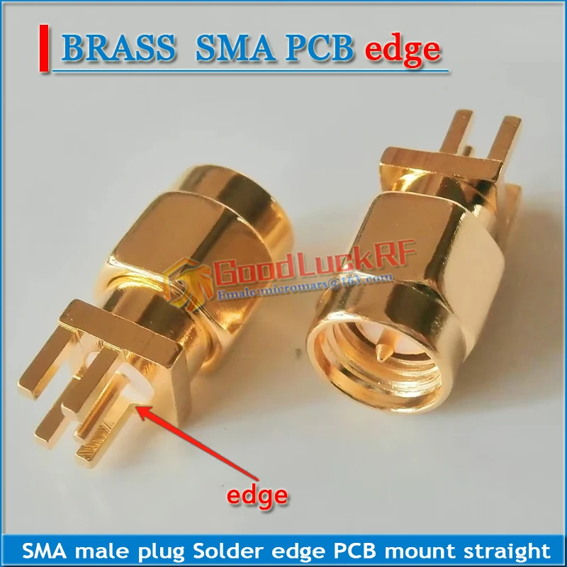 

1X штекер RF для гнезда SMA, штекер для пайки, край 1,6 мм, зажим для печатной платы, крепление, прямые Позолоченные коаксиальные RF адаптеры 5,08 мм