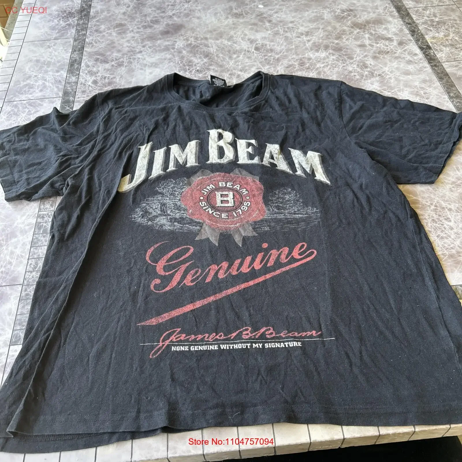 Jim Beam T Shirt Mens X GRANDE preto manga curta cerveja pub Casual Tamanho XL vintage Lavado Elegante Confortável homme gráfico