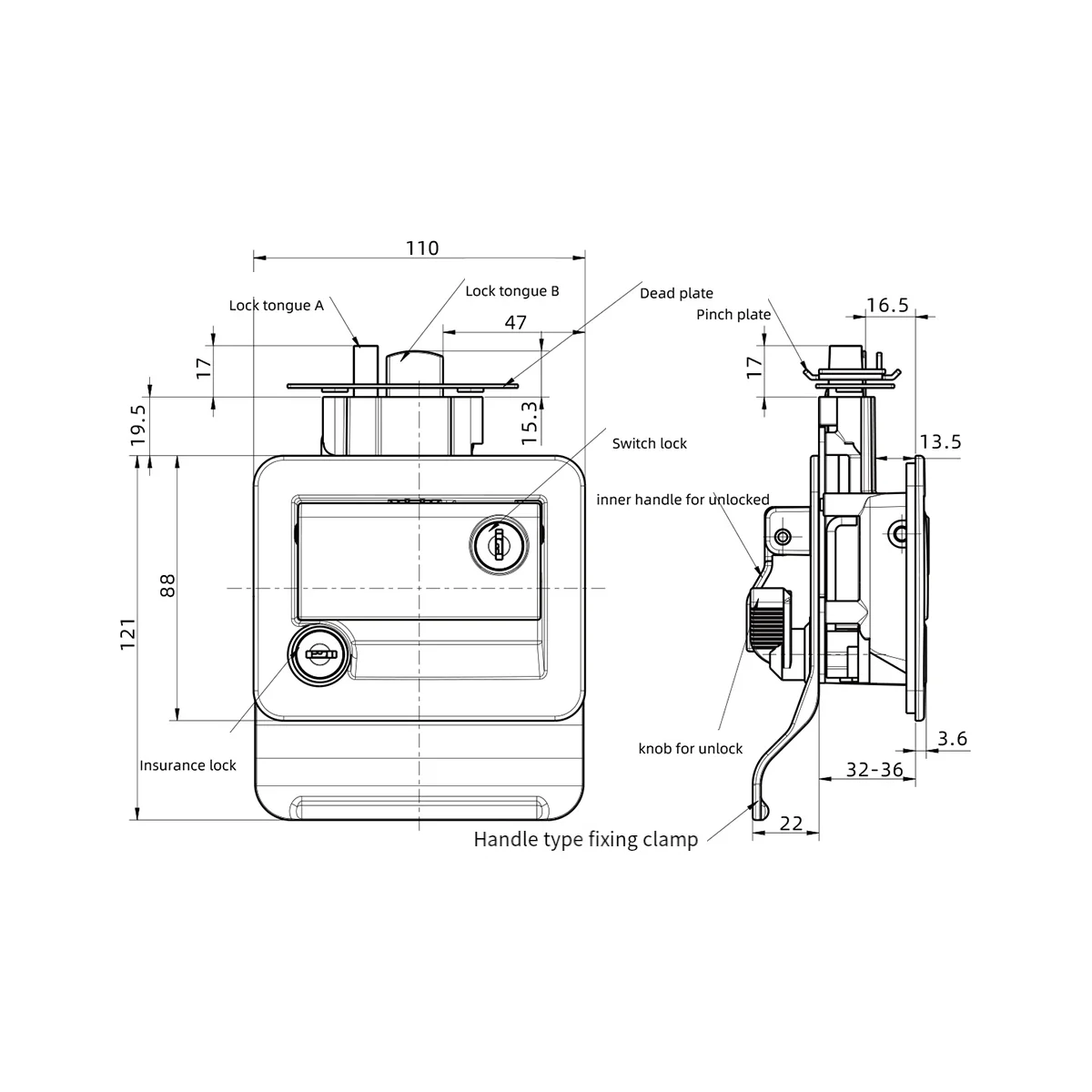 RV Trailer Entry Door Lock RV Door Lock Replacement Double Open Door with Deadbolt Computer Key Door Handle Black