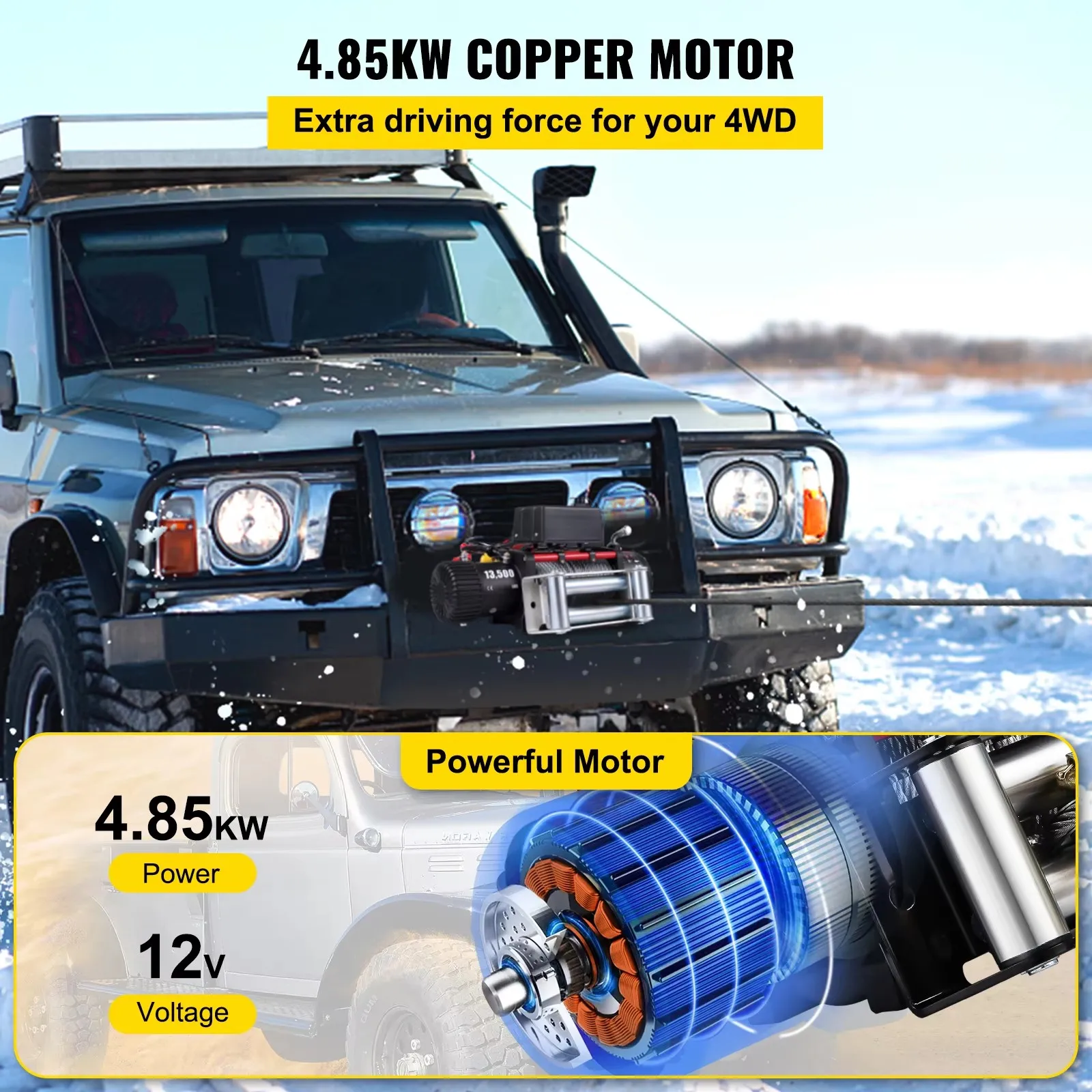 hot Electric Winch Recovery 12v 13500Lb,Electric Truck Winch w/ Handle and Wireless Remote Control,w/92 ft Strong Steel Cablenew